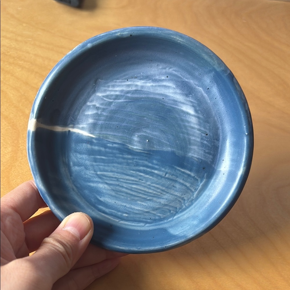 Blue Ceramic Art Plate / trinket dish